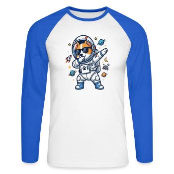 Dabbing Corgi Astronaut Funny Space Dog - Unisex Long Sleeve Baseball T-Shirt - white/royal blue - Front - Nik (191cm)
