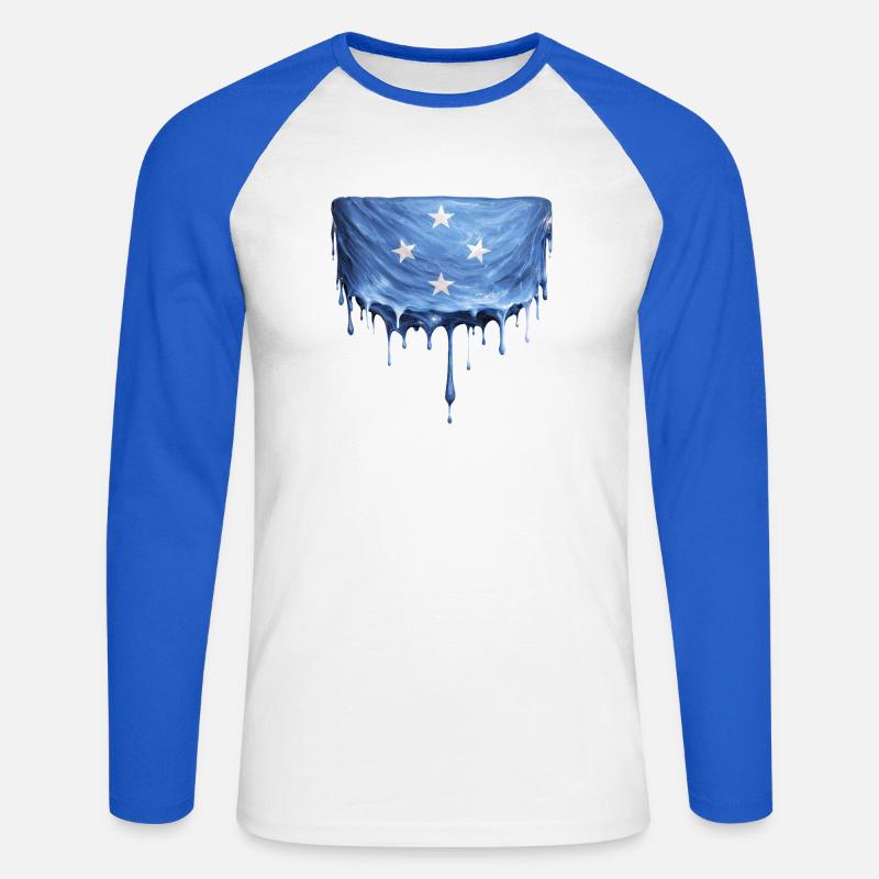 Bandiera Gocante Micronesia - Maglia da baseball a manica lunga da uomo - bianco/blu royal