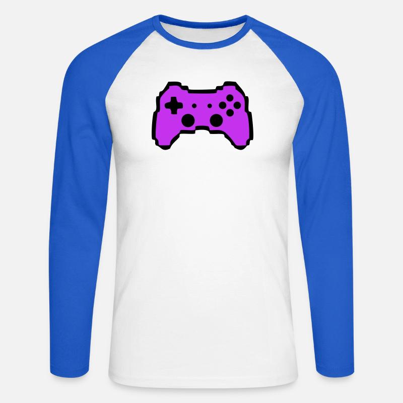 Retro Gamepad Controller Gamer - Unisex Baseballshirt langarm - Weiß/Royalblau
