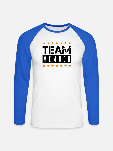 team_member - T-shirt baseball manches longues Homme - blanc/bleu royal