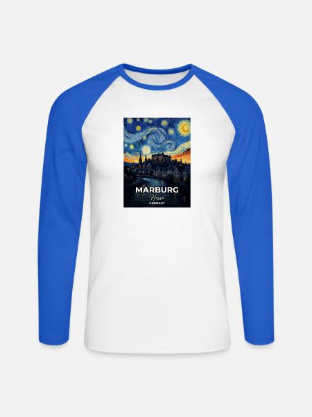 Marburg Germany Sternennacht - Unisex Baseballshirt langarm - Weiß/Royalblau