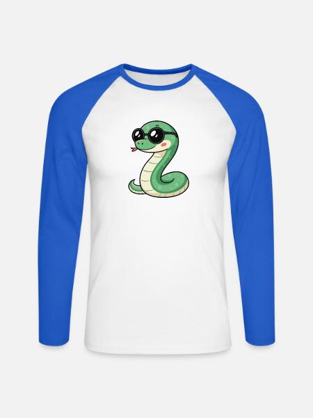 Süße Glam-Schlange mit dunkler Brille - Unisex Baseballshirt langarm - Weiß/Royalblau