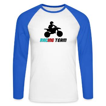 Racing Neon Typo Sprint - Unisex Baseballshirt langarm - Weiß/Royalblau - Vorne - Nik (191cm)
