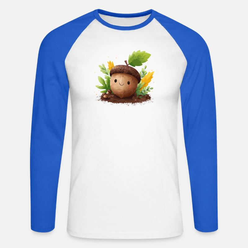 Herbstlicher Eichelfreund Niedlich - Unisex Baseballshirt langarm - Weiß/Royalblau