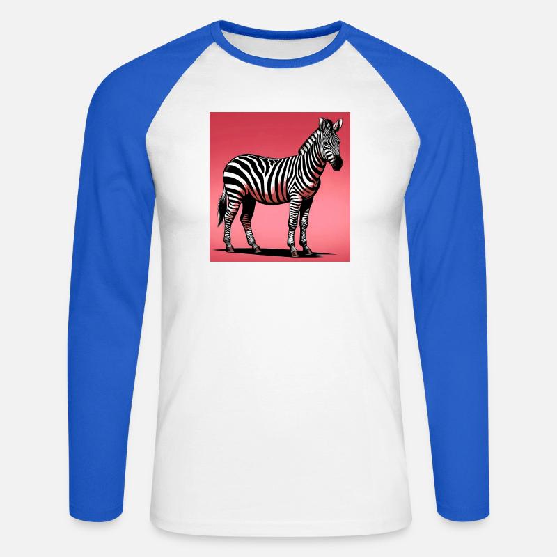 Zebra - Unisex Baseballshirt langarm - Weiß/Royalblau
