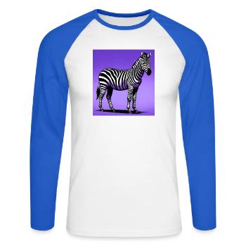 Zebra - Unisex Baseballshirt langarm - Weiß/Royalblau - Vorne - Nik (191cm)