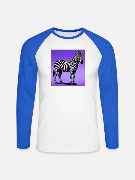 zebra - Unisex Long Sleeve Baseball T-Shirt - white/royal blue