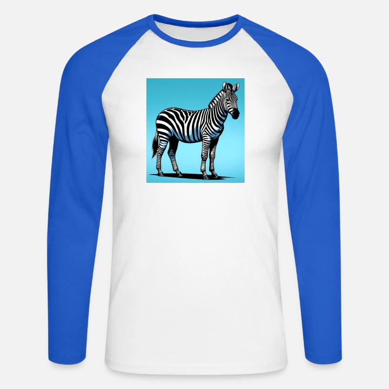 zebra - Unisex Long Sleeve Baseball T-Shirt - white/royal blue