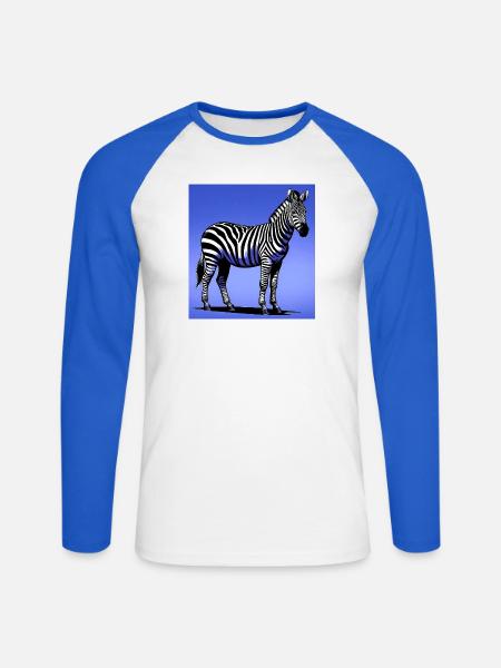 zebra - Unisex Long Sleeve Baseball T-Shirt - white/royal blue