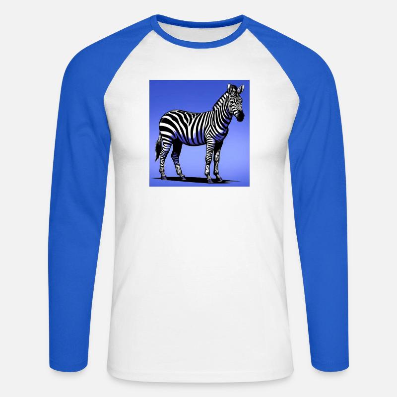 zebra - Unisex Long Sleeve Baseball T-Shirt - white/royal blue