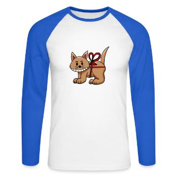 Chat drôle d’anniversaire Enfant chat - T-shirt baseball manches longues Homme - blanc/bleu royal - Devant - Nik (191cm)