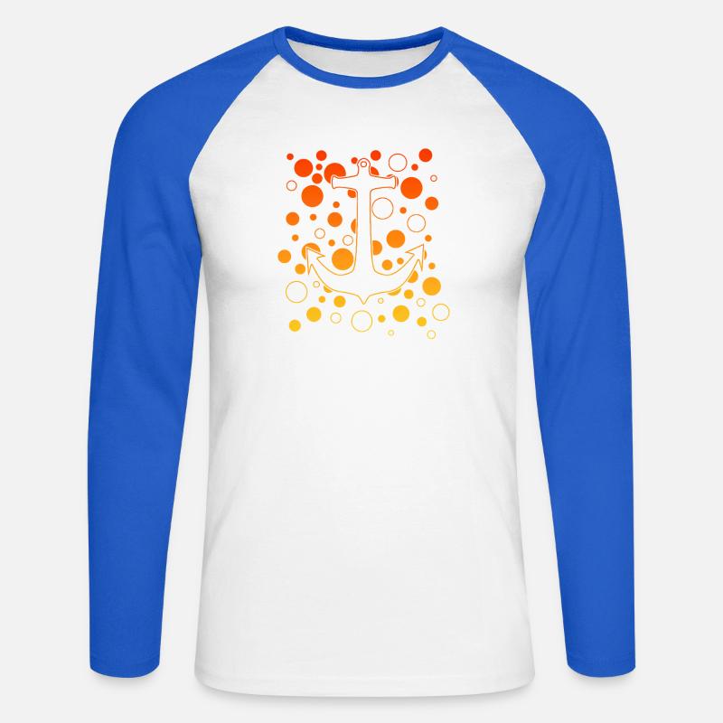 Leuchtender Anker mit Bubbles - Unisex Baseballshirt langarm - Weiß/Royalblau