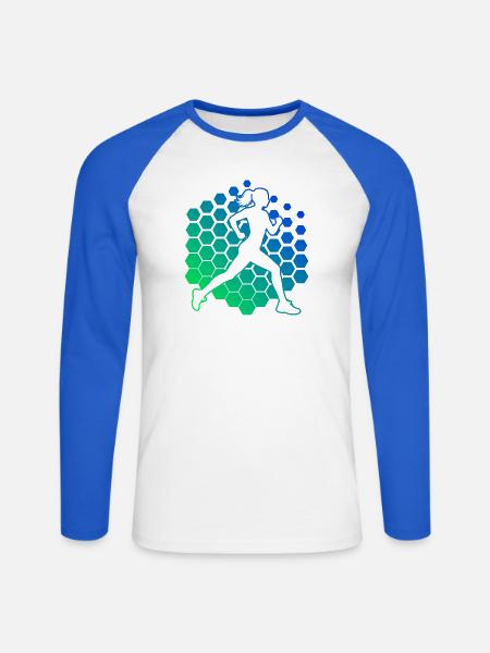 Geschenkidee für eine Running mit Running - Unisex Baseballshirt langarm - Weiß/Royalblau