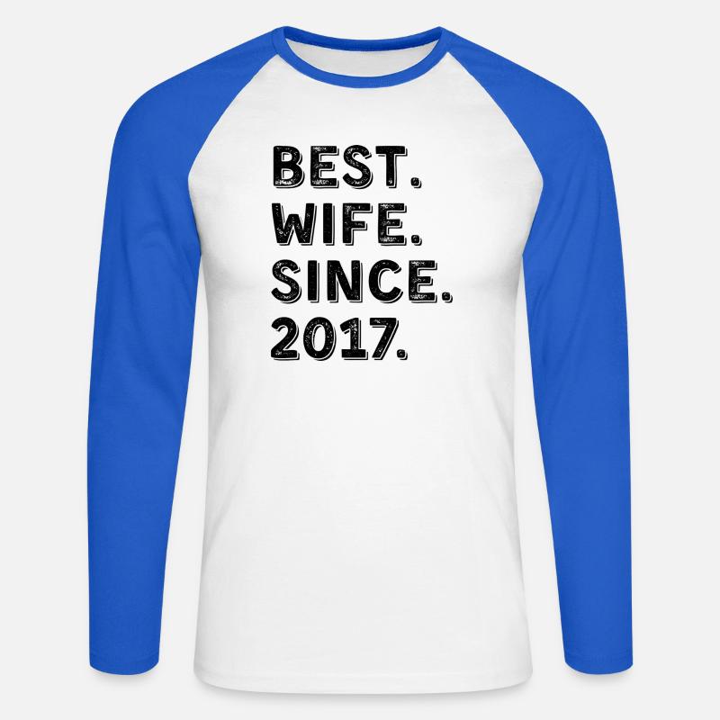 Beste Ehefrau seit 2017 9-jähriges Jubiläumsgeschenk - Unisex Baseballshirt langarm - Weiß/Royalblau