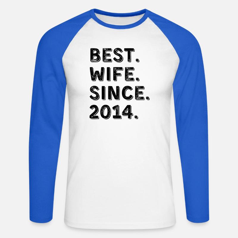 Beste Ehefrau seit 2014 12-jähriges Jubiläumsgeschenk - Unisex Baseballshirt langarm - Weiß/Royalblau