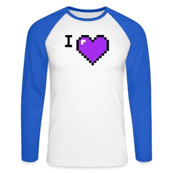 Texte provisoire de Cœur J’adore - T-shirt baseball manches longues Homme - blanc/bleu royal - Devant - Nik (191cm)