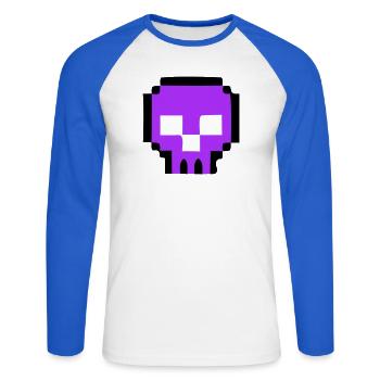 Fin du jeu de Pixel Skull - T-shirt baseball manches longues Homme - blanc/bleu royal - Devant - Nik (191cm)