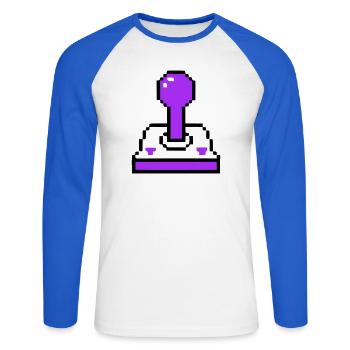Arcade Joystick Retro Konsole - Unisex Baseballshirt langarm - Weiß/Royalblau - Vorne - Nik (191cm)