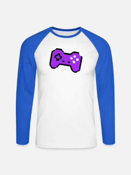 Weird Retro Controller Gamer - Unisex Long Sleeve Baseball T-Shirt - white/royal blue