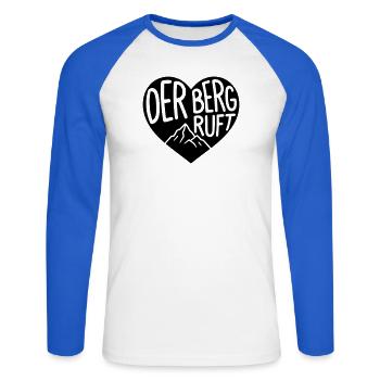 The mountain is calling, hiking heart design - Unisex Long Sleeve Baseball T-Shirt - white/royal blue - Front - Nik (191cm)