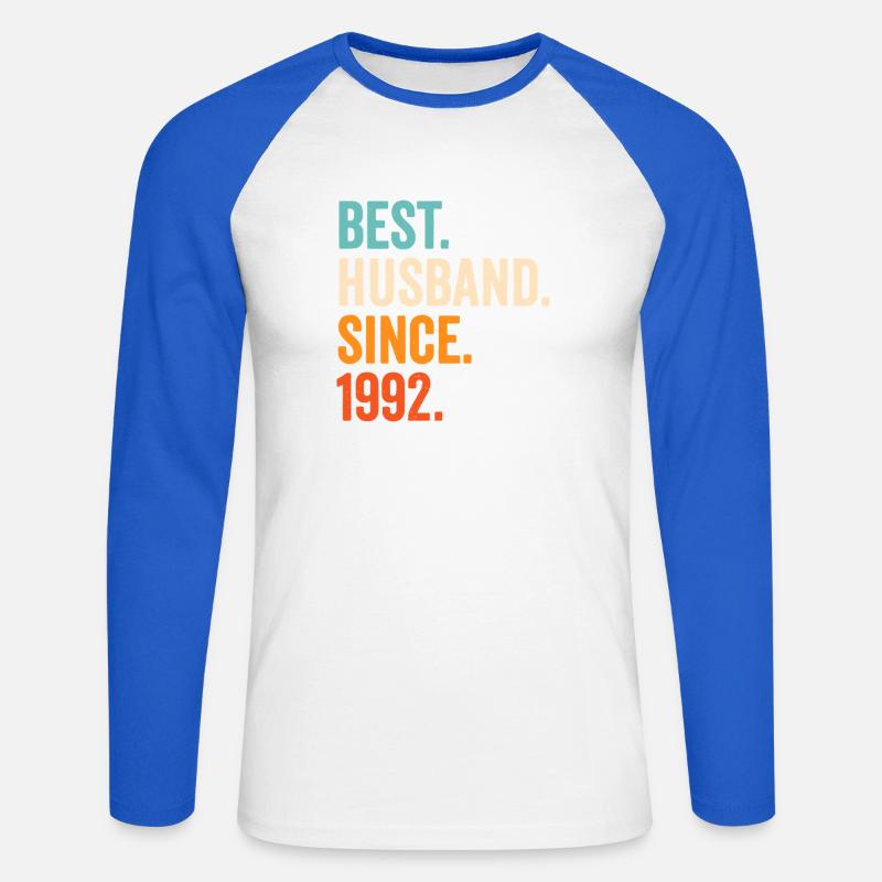 Bester Ehemann seit 1992 - Unisex Baseballshirt langarm - Weiß/Royalblau
