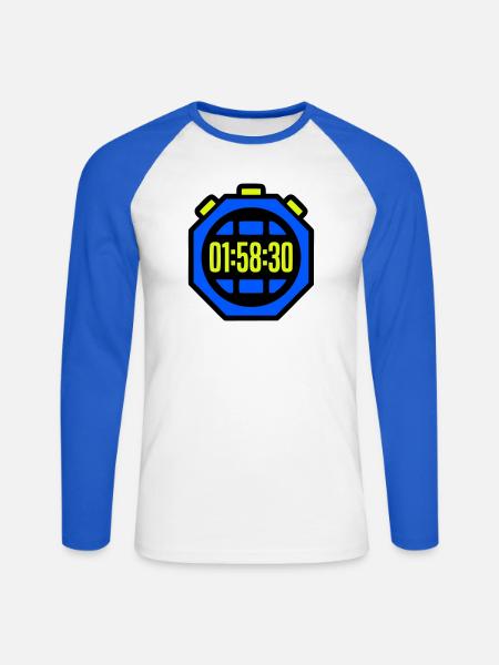Stopwatch Best Time Half Marathon - Unisex Long Sleeve Baseball T-Shirt - white/royal blue