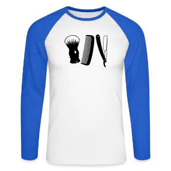 Barbershop - Unisex Long Sleeve Baseball T-Shirt - white/royal blue - Front - Nik (191cm)