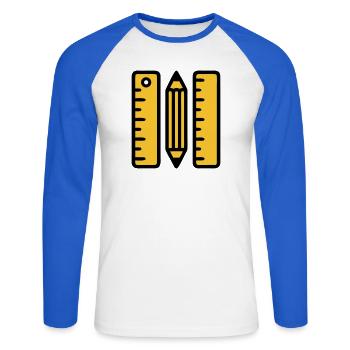 Pen Rulers Drawing Architecture - Unisex Long Sleeve Baseball T-Shirt - white/royal blue - Front - Nik (191cm)