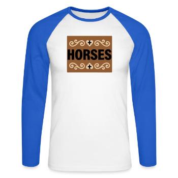 Lettrage des chevaux Retro Riding - T-shirt baseball manches longues Homme - blanc/bleu royal - Devant - Nik (191cm)
