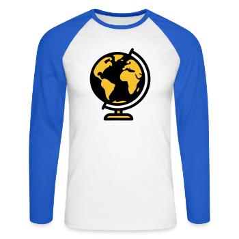 École Globe Globe Earth - T-shirt baseball manches longues Homme - blanc/bleu royal - Devant - Nik (191cm)
