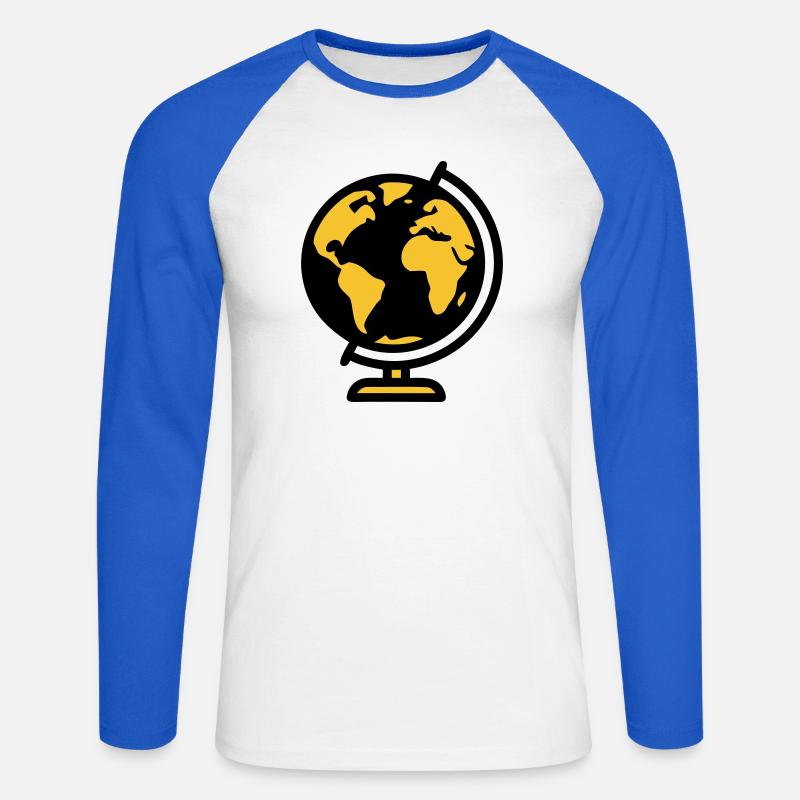 Globus Weltkugel Erde Schule - Unisex Baseballshirt langarm - Weiß/Royalblau