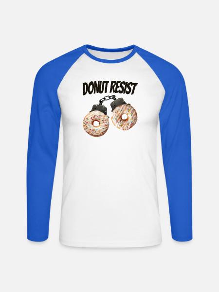 Donut Resist lustiges Donut-Shirt - Unisex Baseballshirt langarm - Weiß/Royalblau