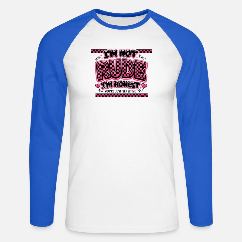 Ich bin ehrlich, nicht unfreundlich Sarkasmus - Unisex Baseballshirt langarm - Weiß/Royalblau