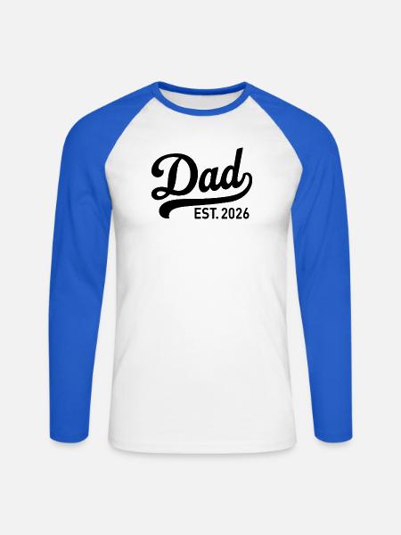 Dad Est 2026 Athletic Baseball Tail - Unisex Baseballshirt langarm - Weiß/Royalblau