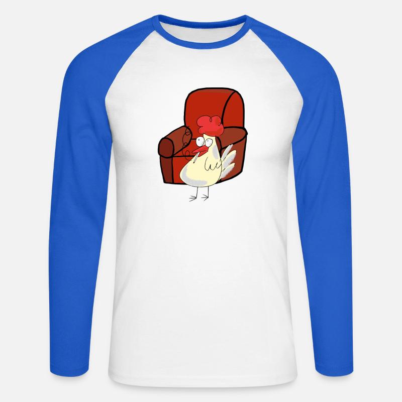 Feierabend Huhn Raucher Zigarette Pause - Unisex Baseballshirt langarm - Weiß/Royalblau