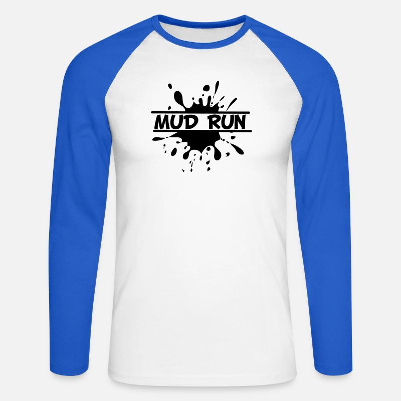 Mud Run Spetter – Modder Splash - Unisex Baseballshirt langarm - Weiß/Royalblau