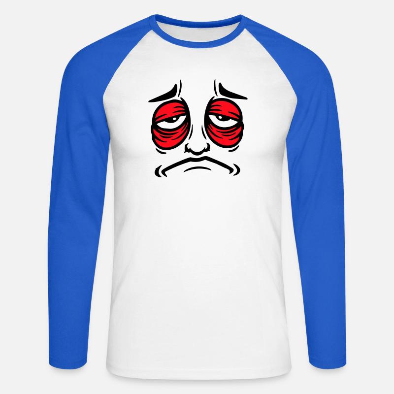 Grumpy sad disappointed face funny - Unisex Long Sleeve Baseball T-Shirt - white/royal blue