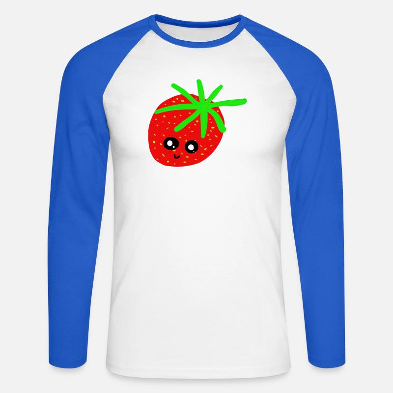Erdbeere Kinder Erdbeeren  - Unisex Baseballshirt langarm - Weiß/Royalblau