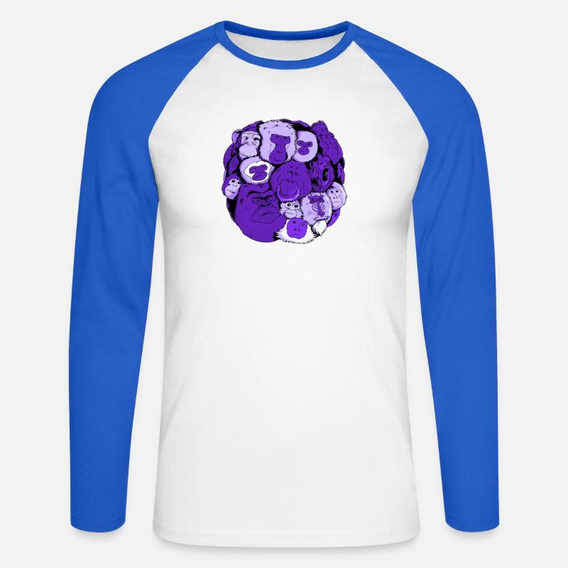Monkey Ball - Unisex Baseballshirt langarm - Weiß/Royalblau