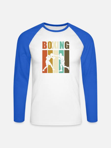 Boxen Boxring Nostalgie Geschenk für Boxer - Unisex Baseballshirt langarm - Weiß/Royalblau