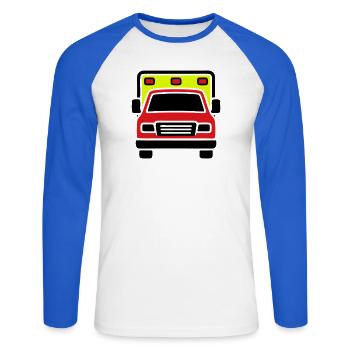 Ambulance Ambulance Front - T-shirt baseball manches longues Homme - blanc/bleu royal - Devant - Nik (191cm)