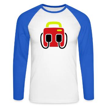 Défibrillateur AED Premiers secours - T-shirt baseball manches longues Homme - blanc/bleu royal - Devant - Nik (191cm)