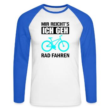 Cyanes Fahrrad Silhouette - Unisex Baseballshirt langarm - Weiß/Royalblau - Vorne - Nik (191cm)