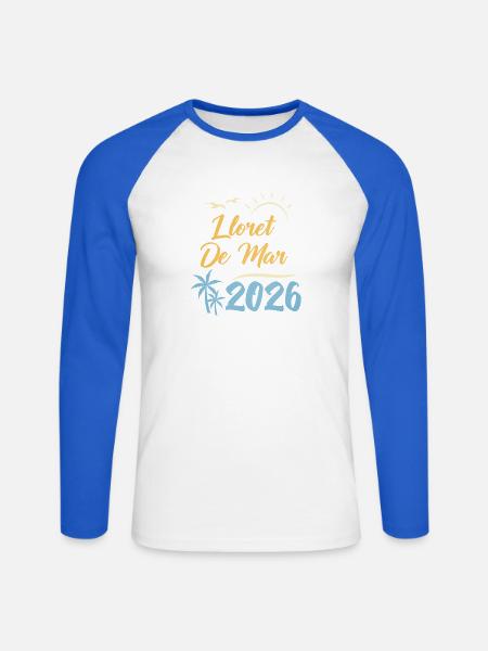 Lloret De Mar 2026 - Unisex Baseballshirt langarm - Weiß/Royalblau