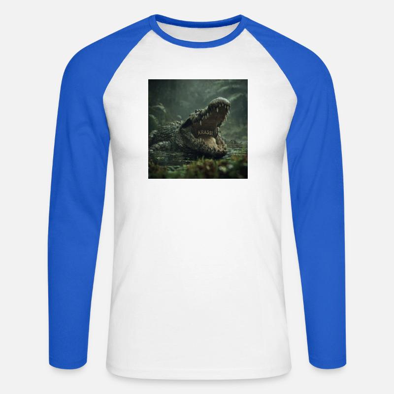 KRASS! Das wilde Krokodil - Unisex Baseballshirt langarm - Weiß/Royalblau