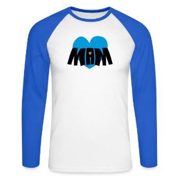 Mom heart - Unisex Long Sleeve Baseball T-Shirt - white/royal blue - Front - Nik (191cm)