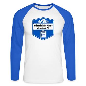 Je suis un campeur - T-shirt baseball manches longues Homme - blanc/bleu royal - Devant - Nik (191cm)