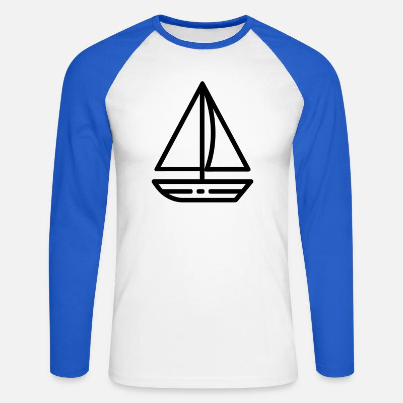 Segelschiff - Unisex Baseballshirt langarm - Weiß/Royalblau