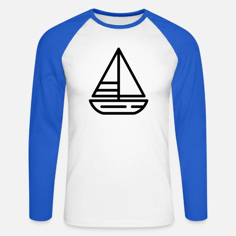 Segelschiff - Unisex Baseballshirt langarm - Weiß/Royalblau
