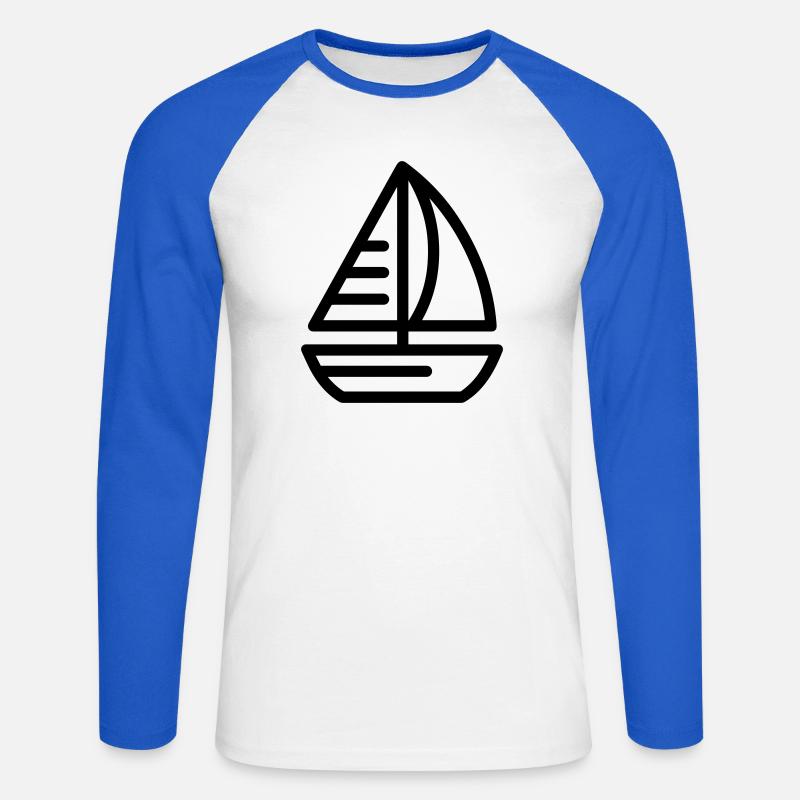 Boot - Unisex Baseballshirt langarm - Weiß/Royalblau